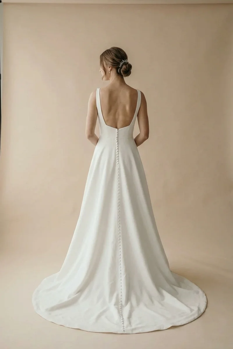 Robe de Mariée Clara Col Carré en Satin - 2