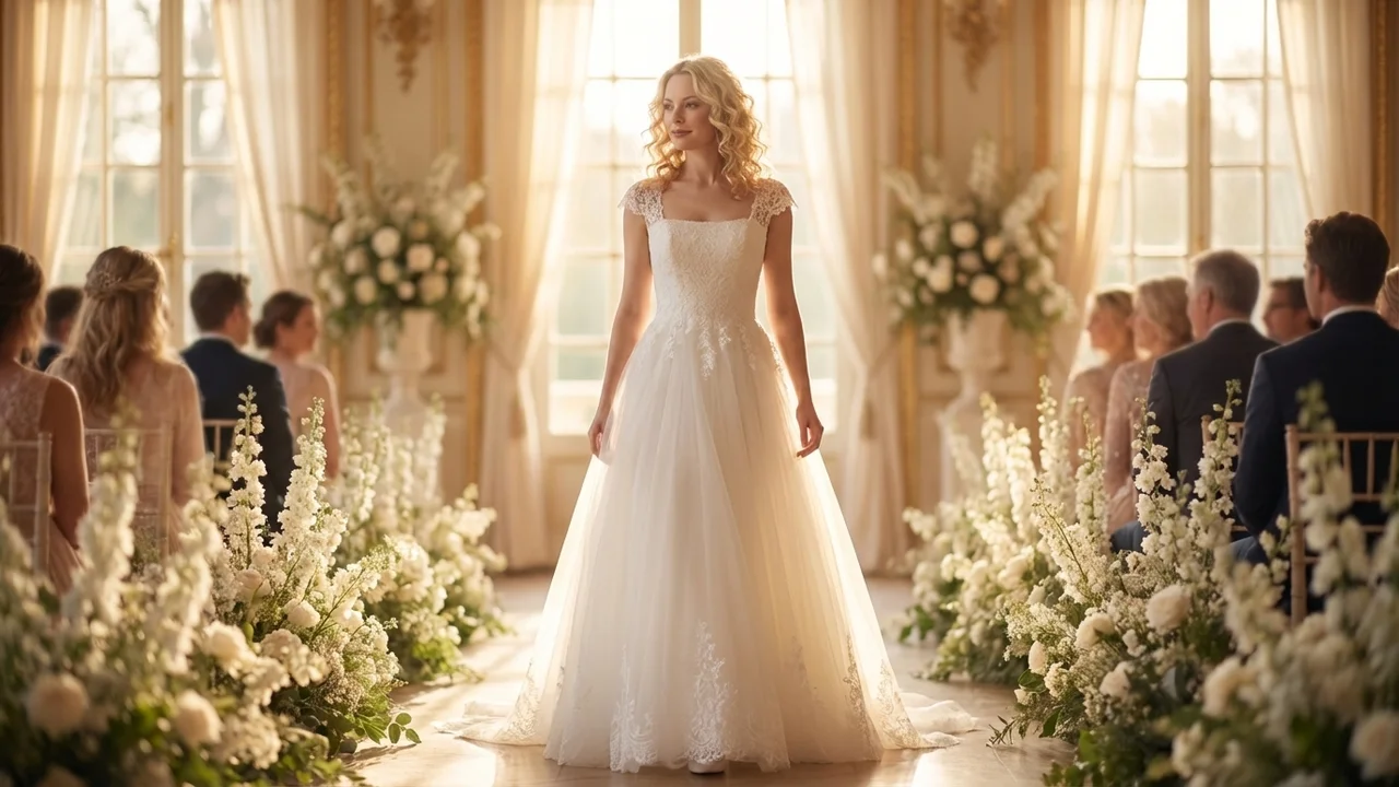 Rosalind Karree-Ausschnitt Tüll Ballkleid Brautkleid - 5