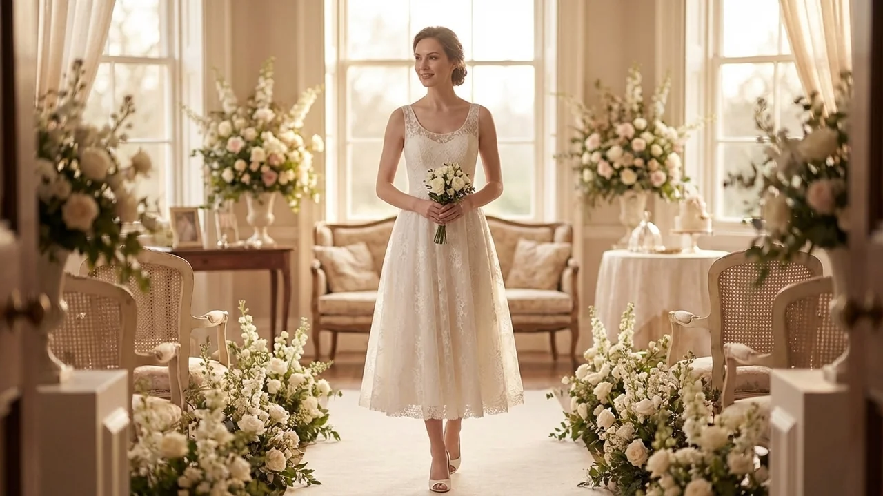 Rosalie Spitzen Wadenlang Brautkleid - 5