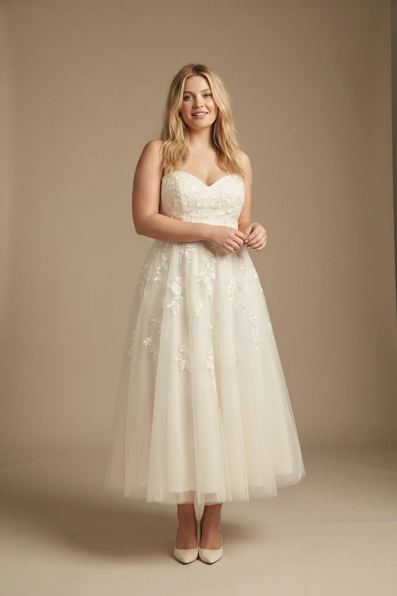 Eloise Robe Mi-Longue en Tulle Fleuri - 1