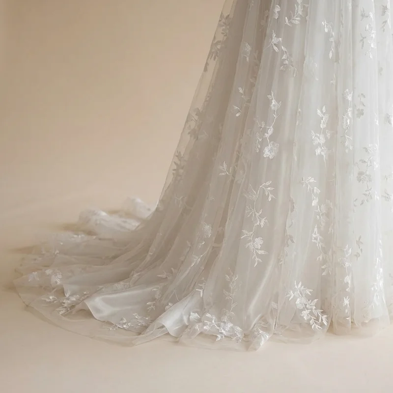 Penelope Tüll Bestickt Garten-Hochzeitskleid - 4