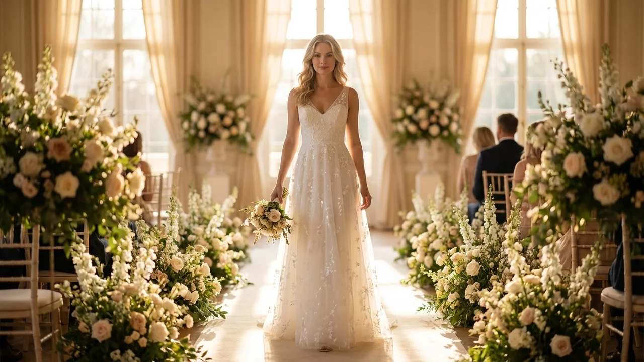 Penelope Tüll Bestickt Garten-Hochzeitskleid - 5