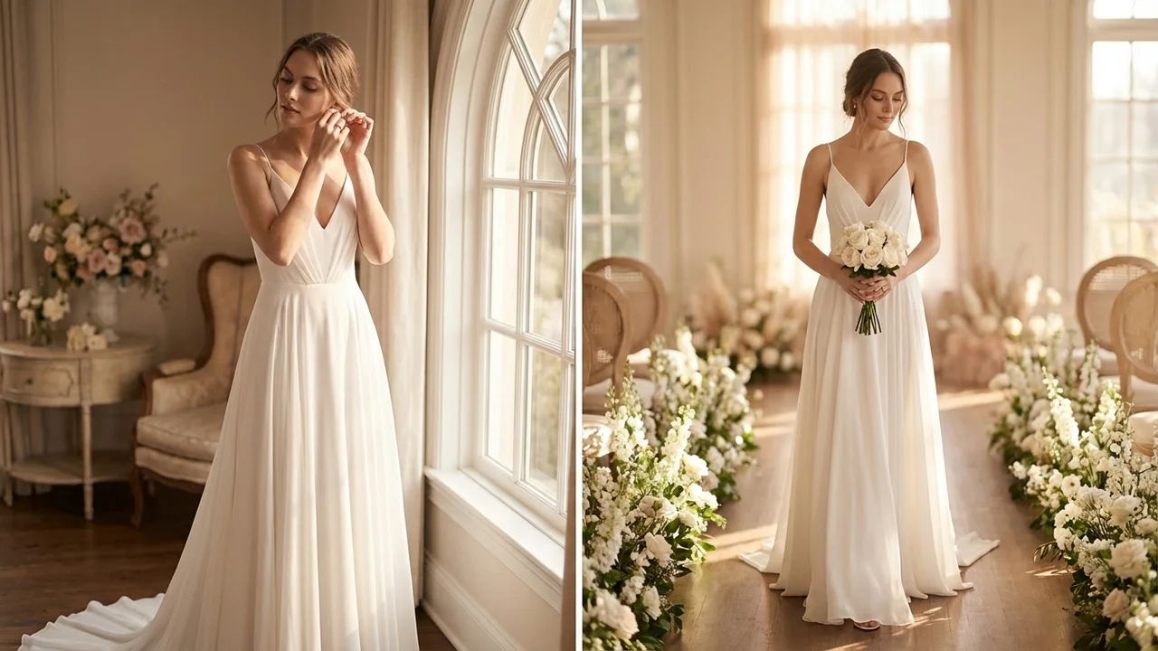 Robe de Mariée Simple à Bretelles Fines à Moins de 100 € - 5