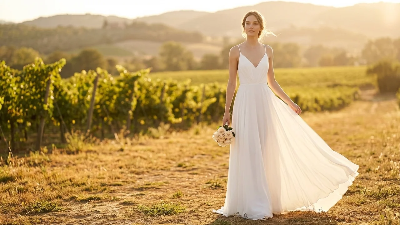 Robe de Mariée Simple à Bretelles Fines à Moins de 100 € - 6