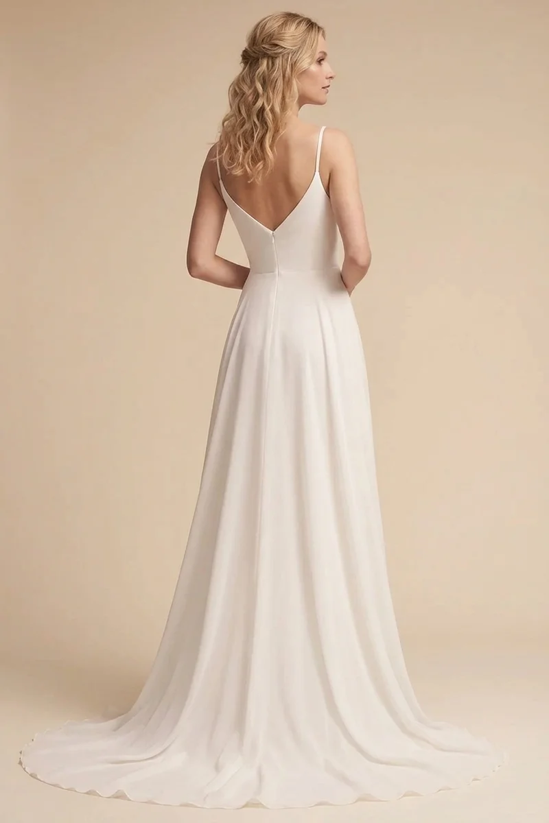 Robe de Mariée en Mousseline Col V à Moins de 200 € - 2