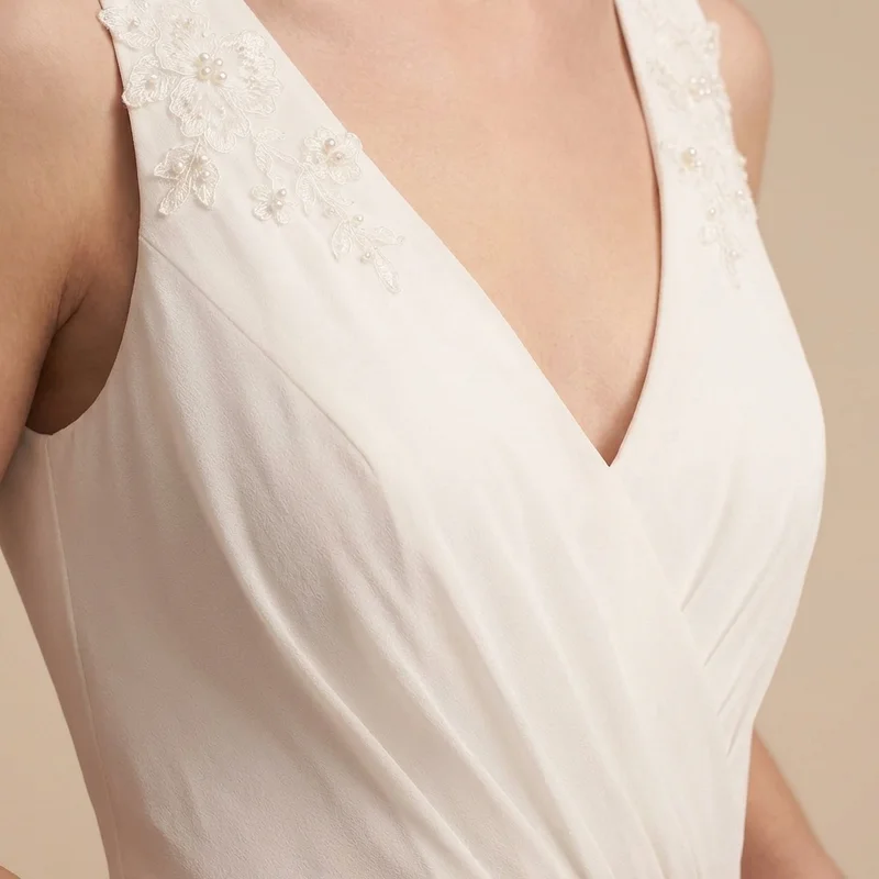Robe de Mariée en Mousseline Col V à Moins de 200 € - 3