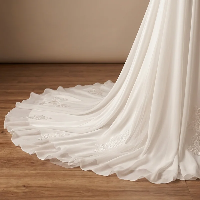 Robe de Mariée en Mousseline Col V à Moins de 200 € - 4