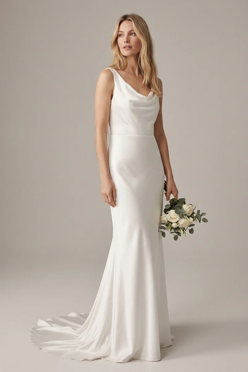 Robe de Mariée Simple en Satin à Moins de 200 € - 1