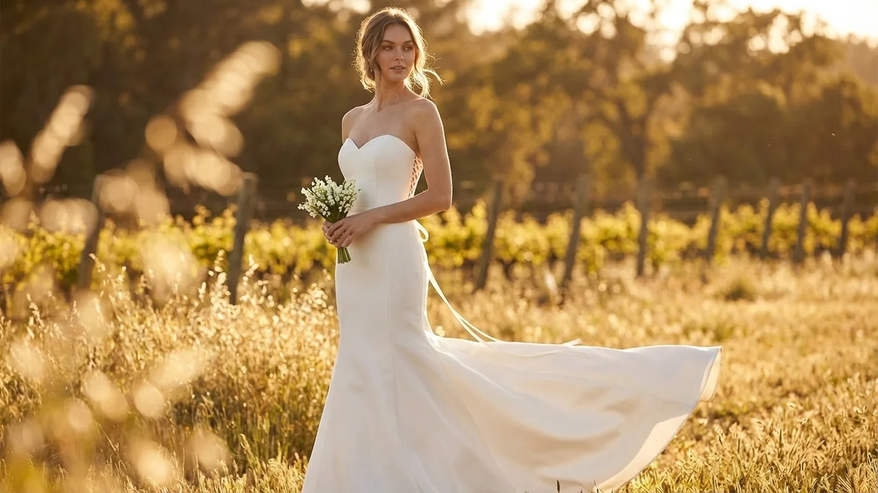 Camille Satin Elegantes Brautkleid unter 300 $ - 6