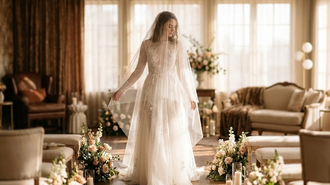 Voile de Mariée Cathédrale en Tulle - 5