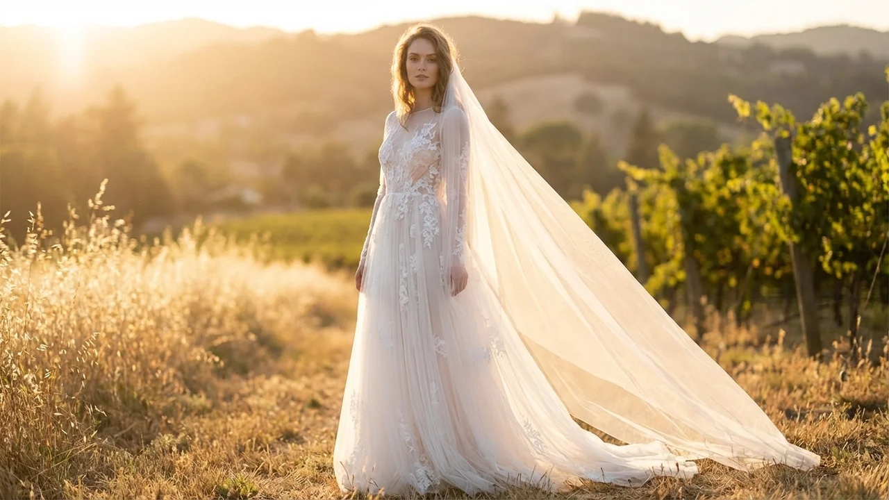 Voile de Mariée Cathédrale en Tulle - 6