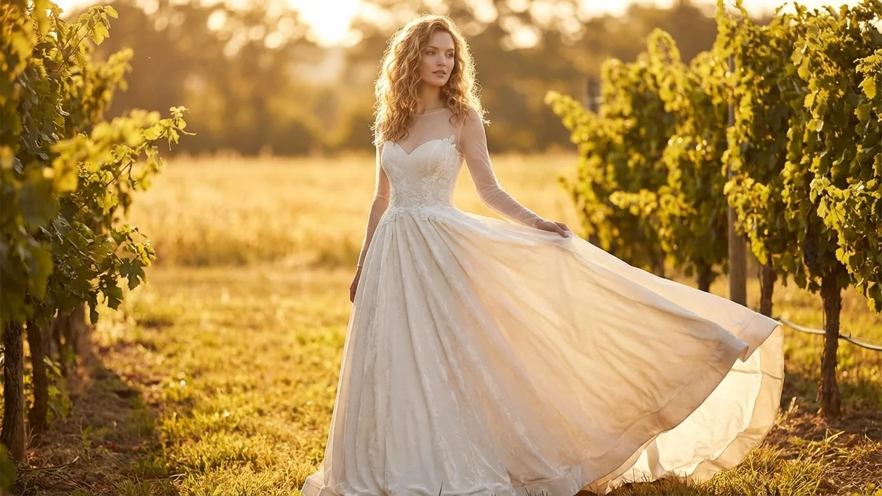 Isolde Samt-Ballkleid mit langen Ärmeln - 6