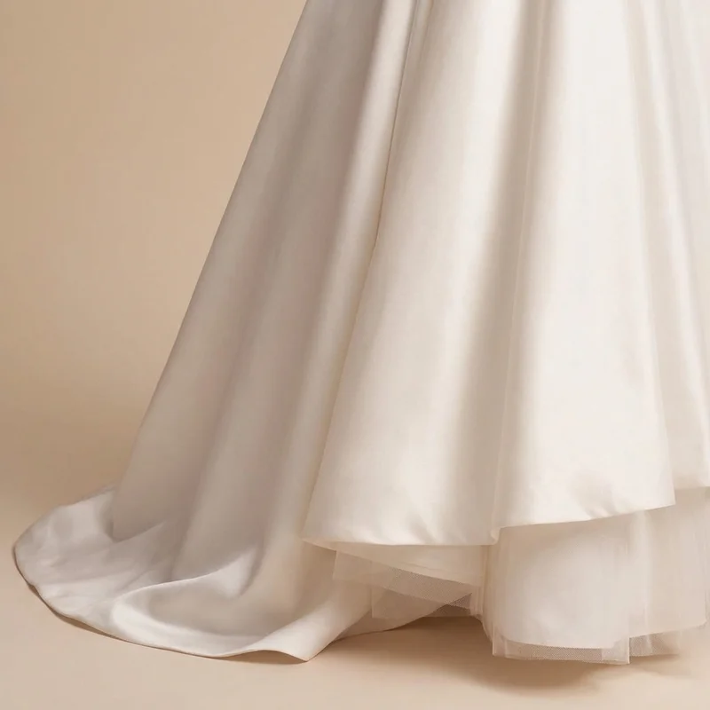 Colette Vintage Satin Tea Length Wedding Dress - 4