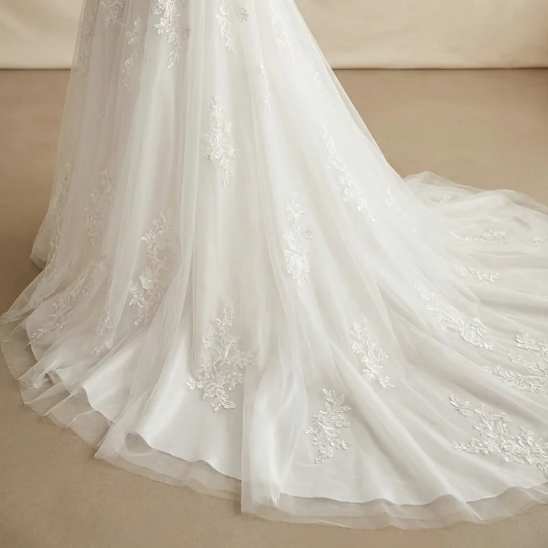 Romantic Lace & Tulle A-Line Wedding Dress - 4