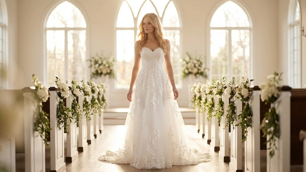 Romantic Lace & Tulle A-Line Wedding Dress - 5