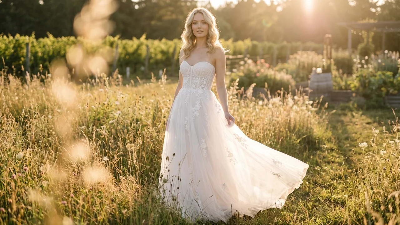 Aurora Applikationen A-Linie Brautkleid - 6