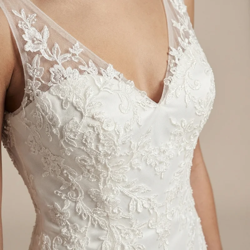 Celeste Appliqué Mermaid Wedding Dress - 3