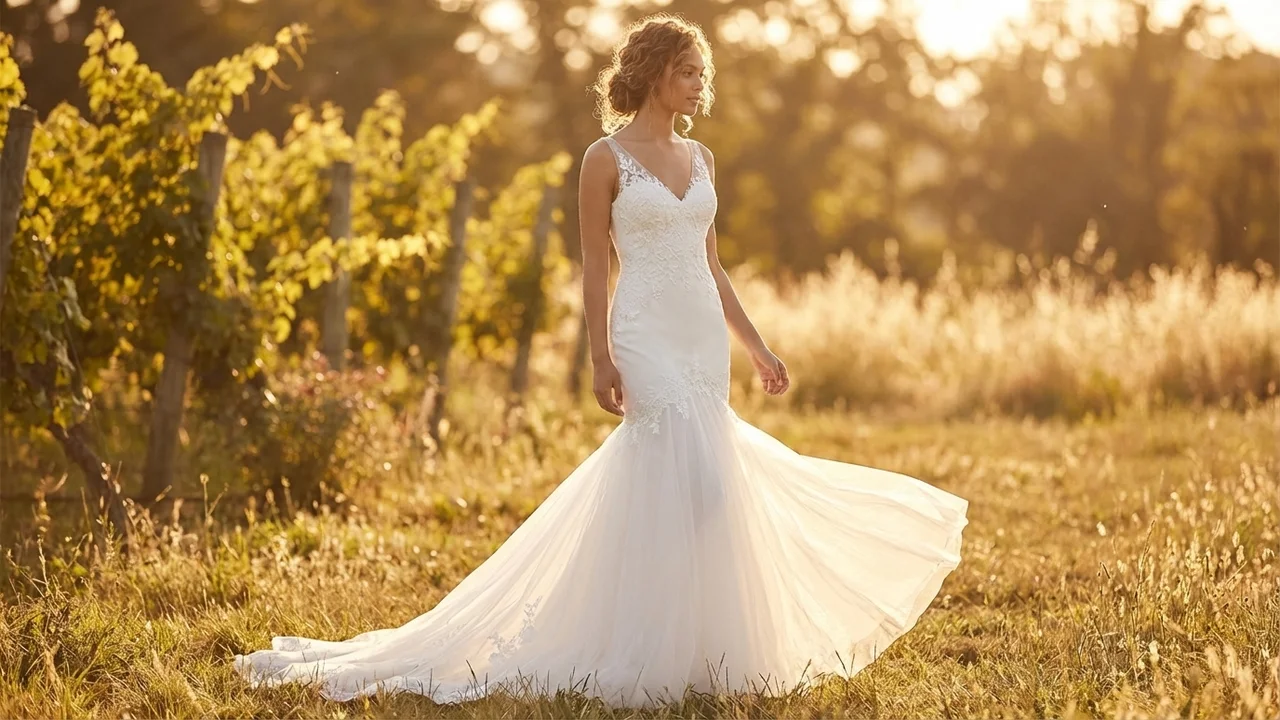 Celeste Appliqué Mermaid Wedding Dress - 6