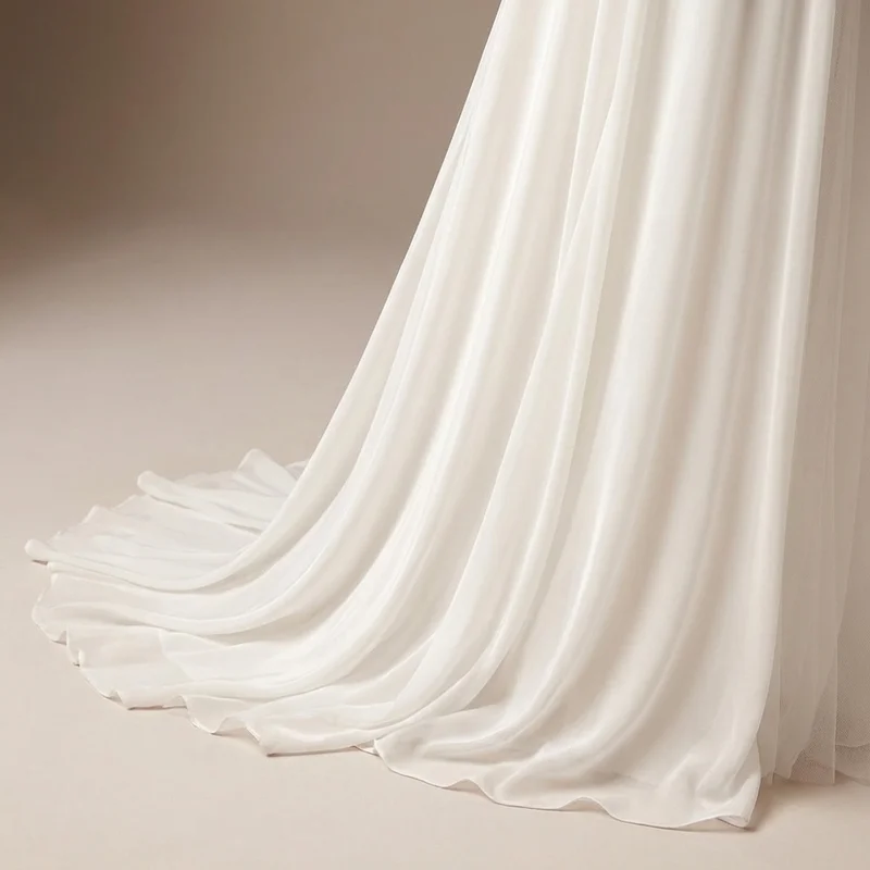Fließendes Chiffon Strand-Brautkleid mit Seitenschlitz - 4