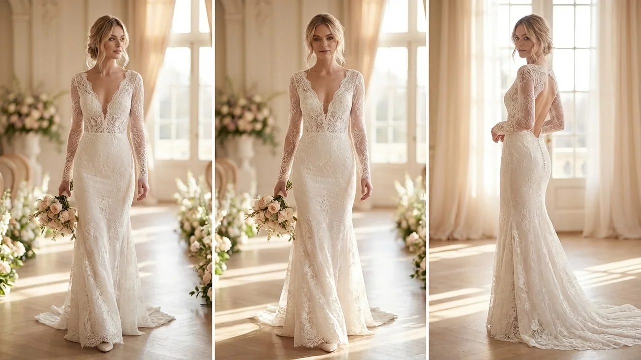 Daphne Backless Lace Mermaid Wedding Dress - 5