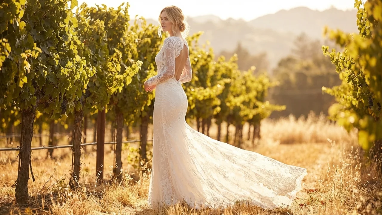 Daphne Backless Lace Mermaid Wedding Dress - 6