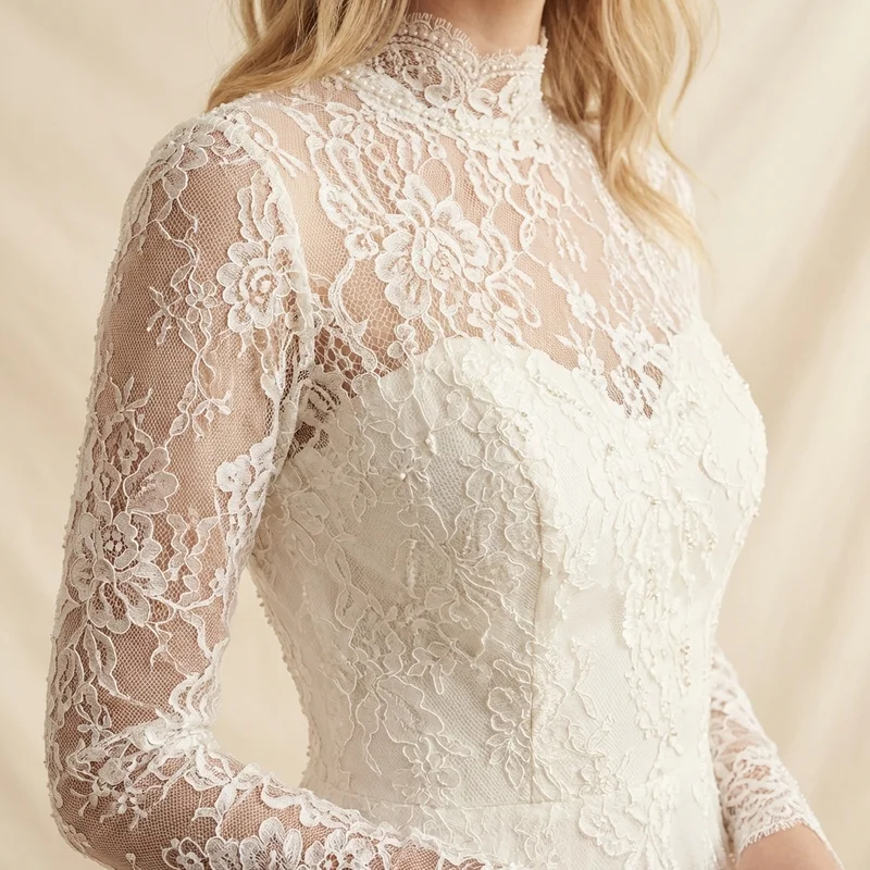 Classic Lace Cathedral Wedding Gown - 3