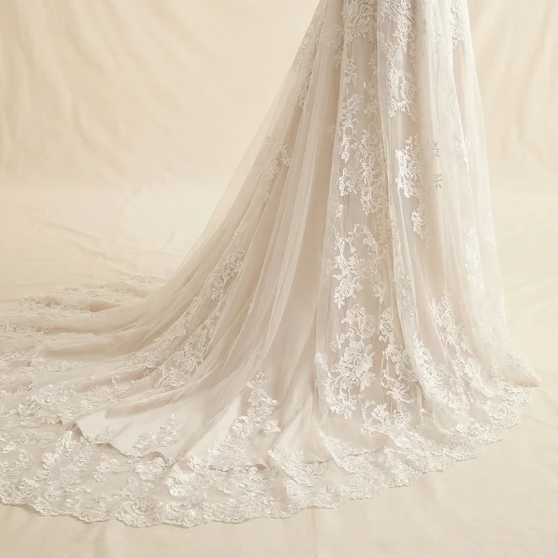 Classic Lace Cathedral Wedding Gown - 4