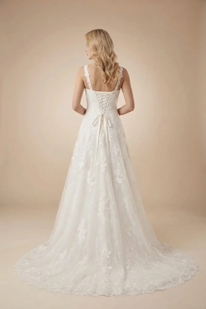 Valentina Lace-Up Corset Back Wedding Dress - 2