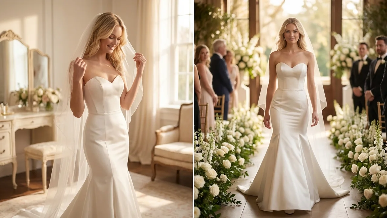 Anastasia Satin Corset Back Mermaid Wedding Dress - 5