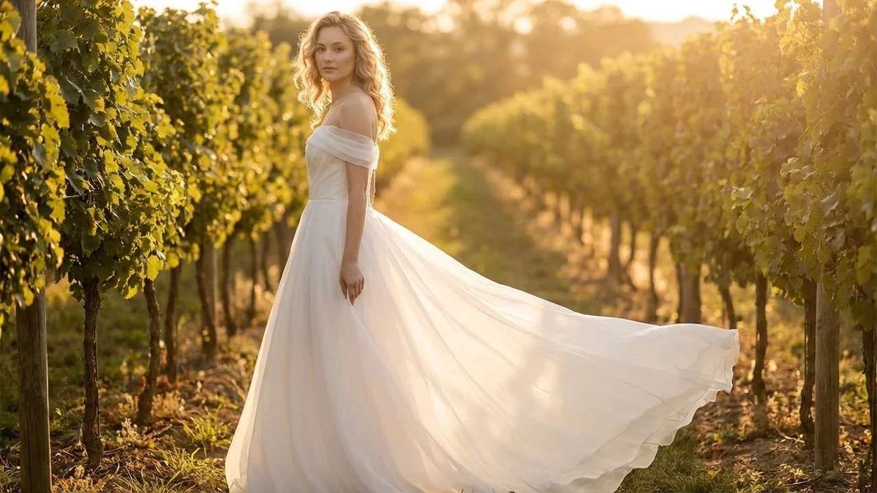 Serenity Organza Corset Back Wedding Dress - 6