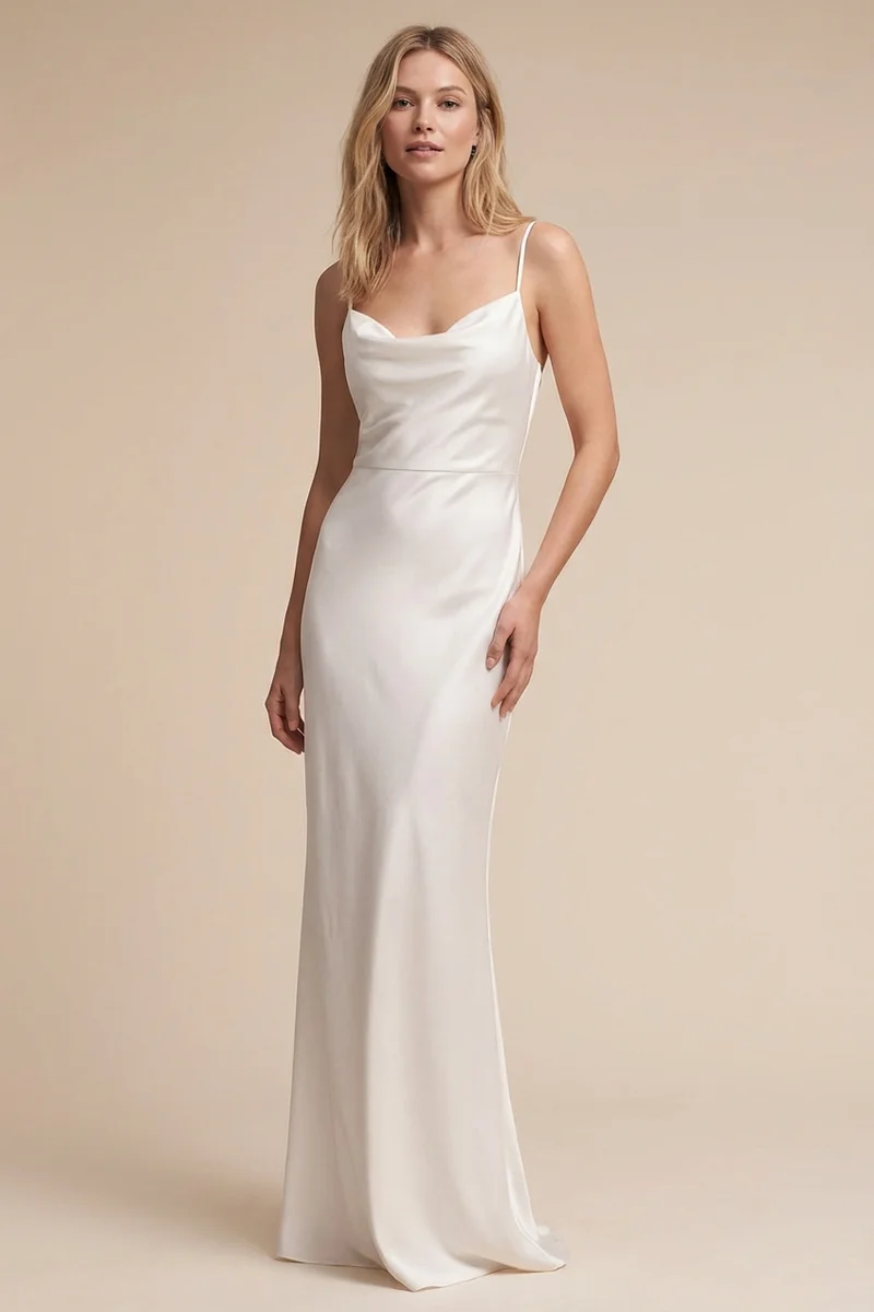 Robe de Mariée Destination Simple en Satin Style Nuisette - 1