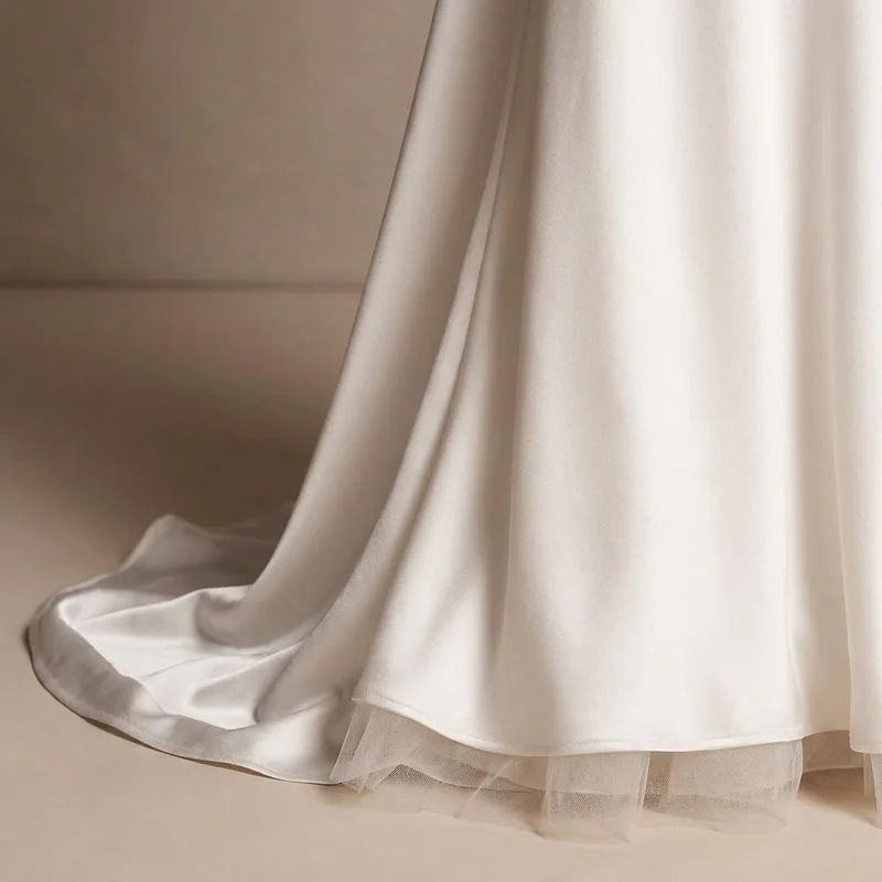 Robe de Mariée Destination Simple en Satin Style Nuisette - 4