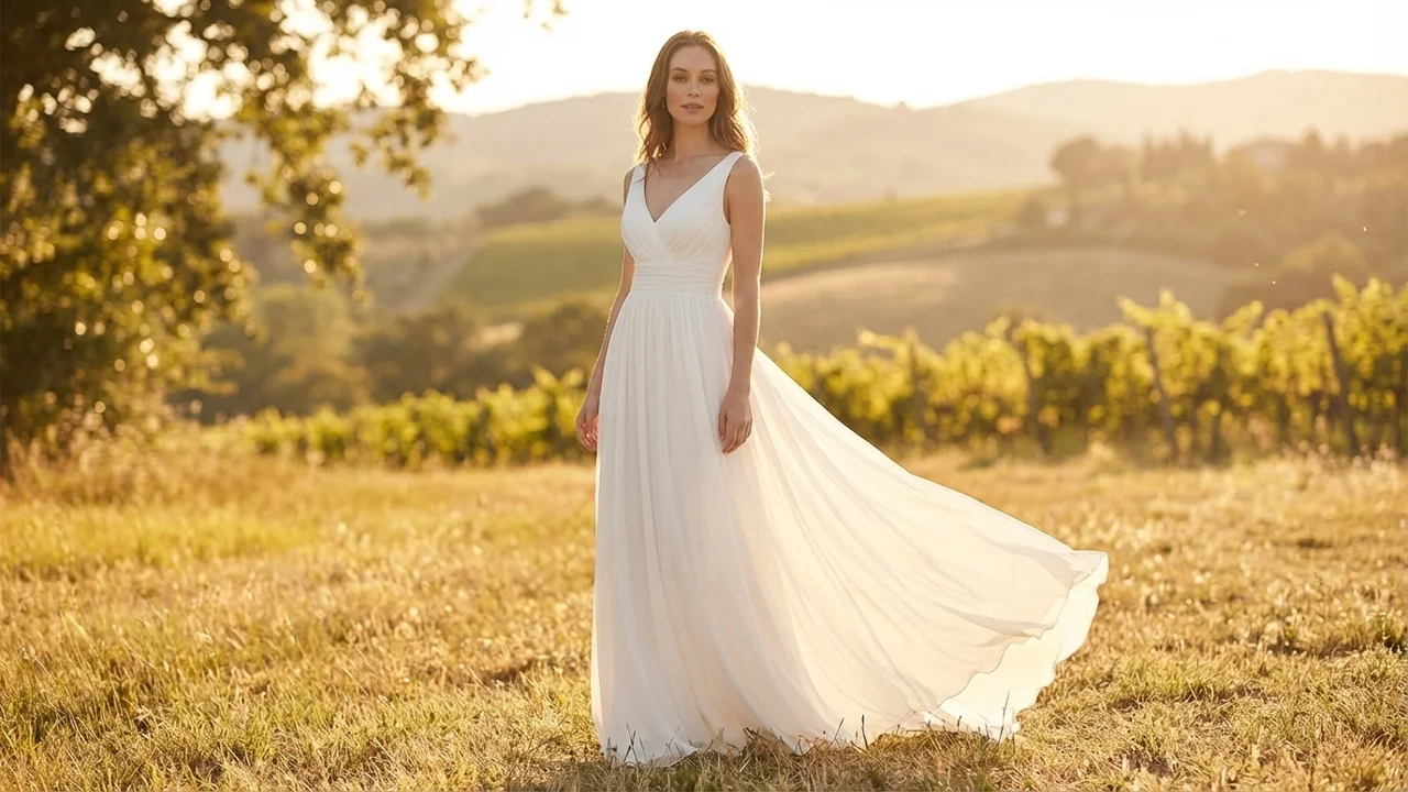 Genevieve Chiffon Empire Brautkleid - 6