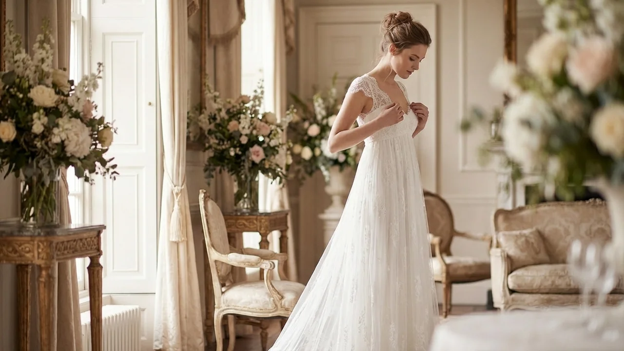 Robe de Mariée Anastasia en Dentelle Taille Empire - 5