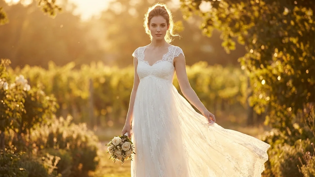 Robe de Mariée Anastasia en Dentelle Taille Empire - 6