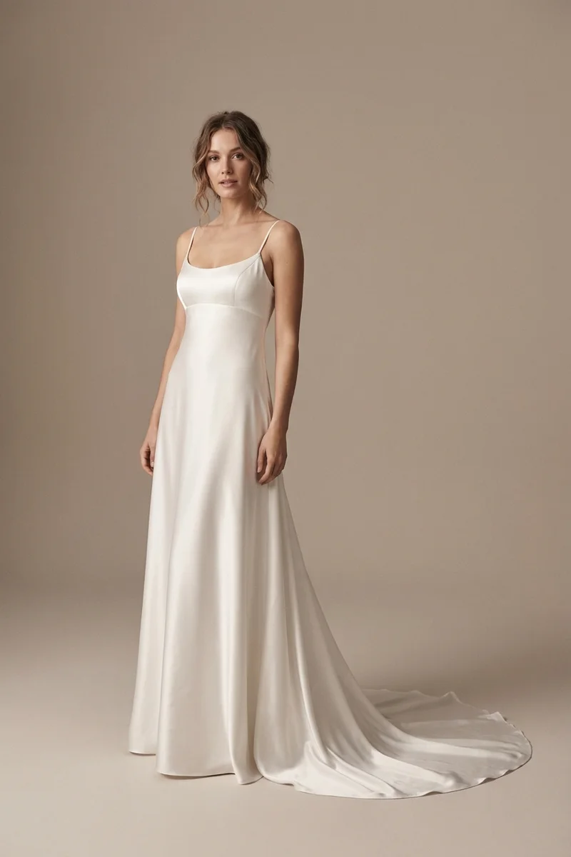 Robe de Mariée Juliette en Satin Taille Empire - 1