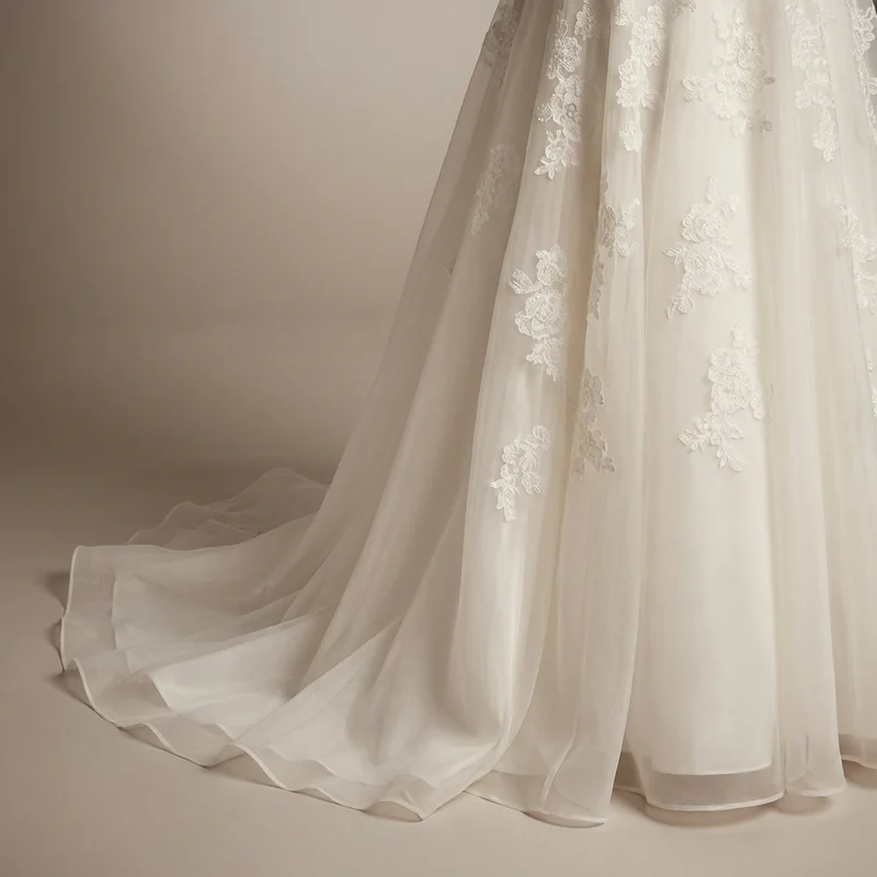 Vintage Tea Length Garden Wedding Dress with Button Back - 4