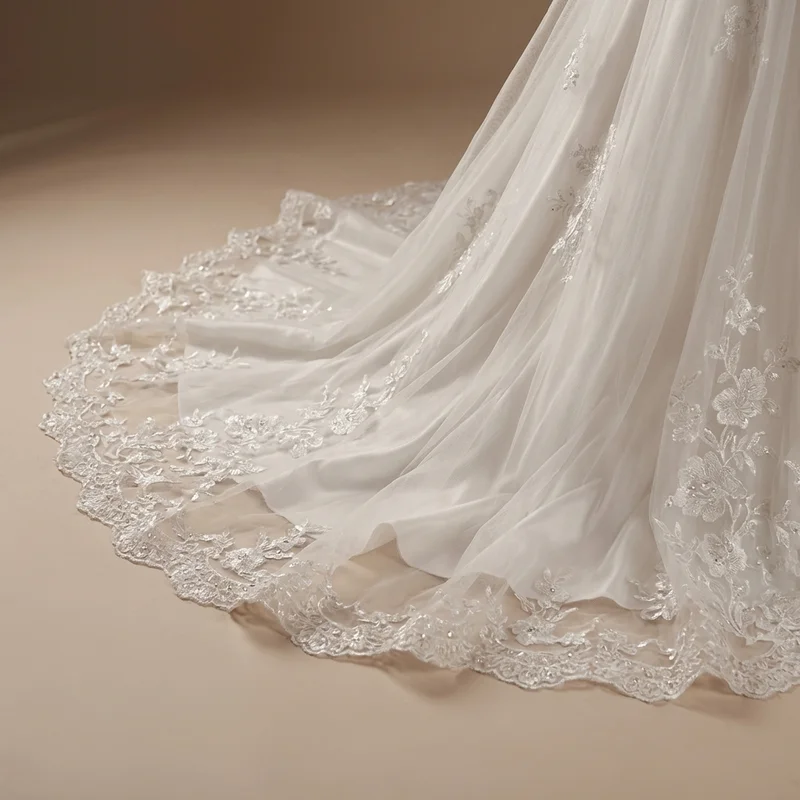 Floral Lace Bridal Crown with Crystal Embellishments - 4