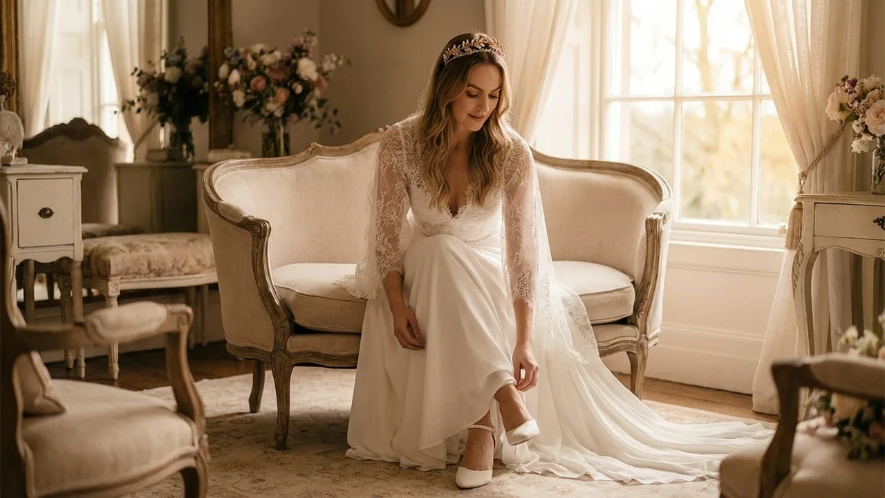 Gold Leaf Bridal Tiara with Rhinestone Details - 5