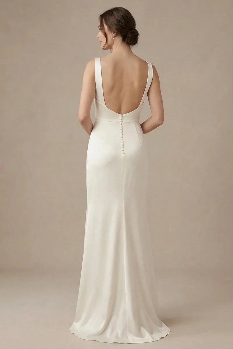 Aurora Ivory Satin-Etui-Brautkleid - 2