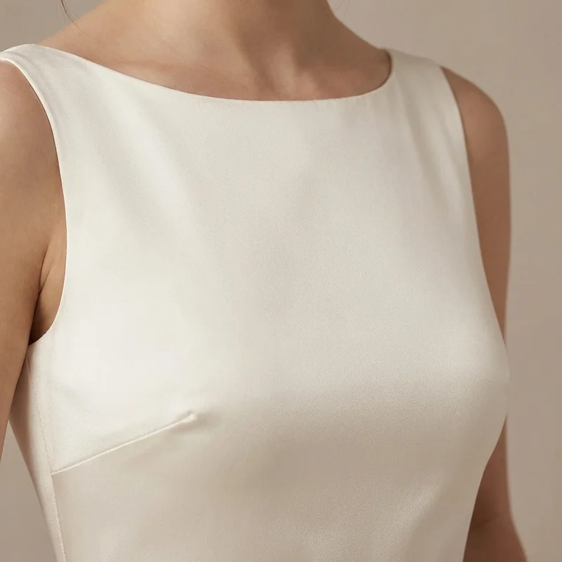 Aurora Ivory Satin-Etui-Brautkleid - 3