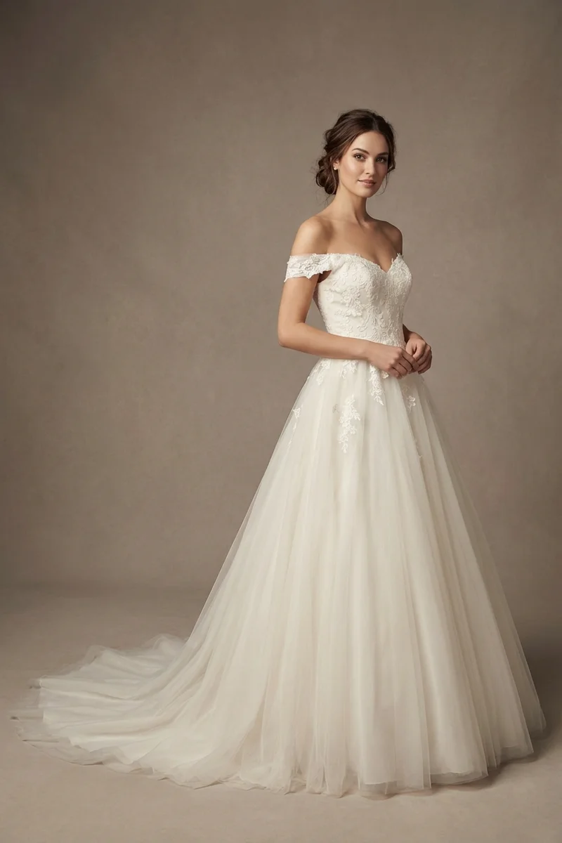 Celeste Ivory Tulle Ball Gown Wedding Dress - 1