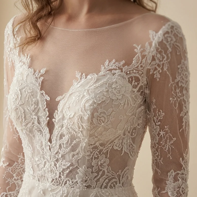 Robe de Mariée Cordelia en Dentelle à Manches Longues - 3