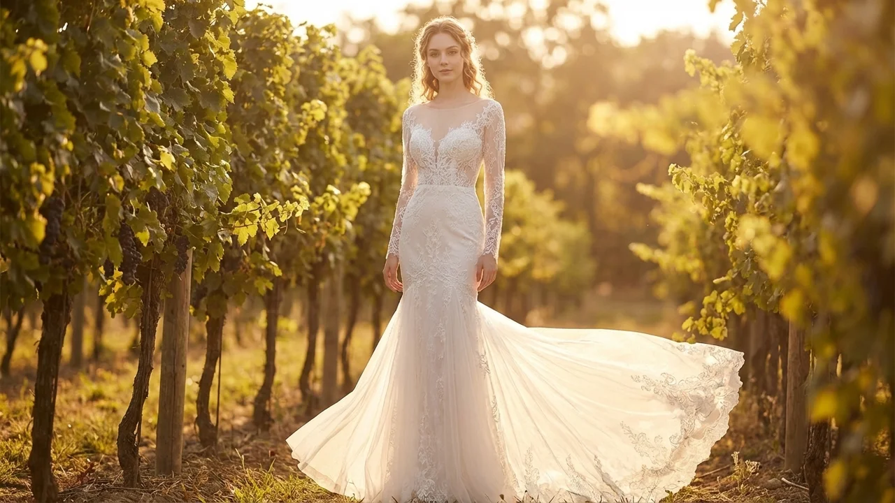 Robe de Mariée Cordelia en Dentelle à Manches Longues - 6