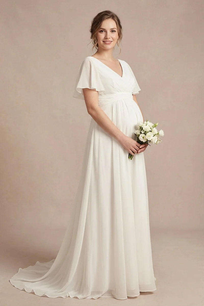 Eden Umstandsbrautkleid Empire-Linie Chiffon - 1