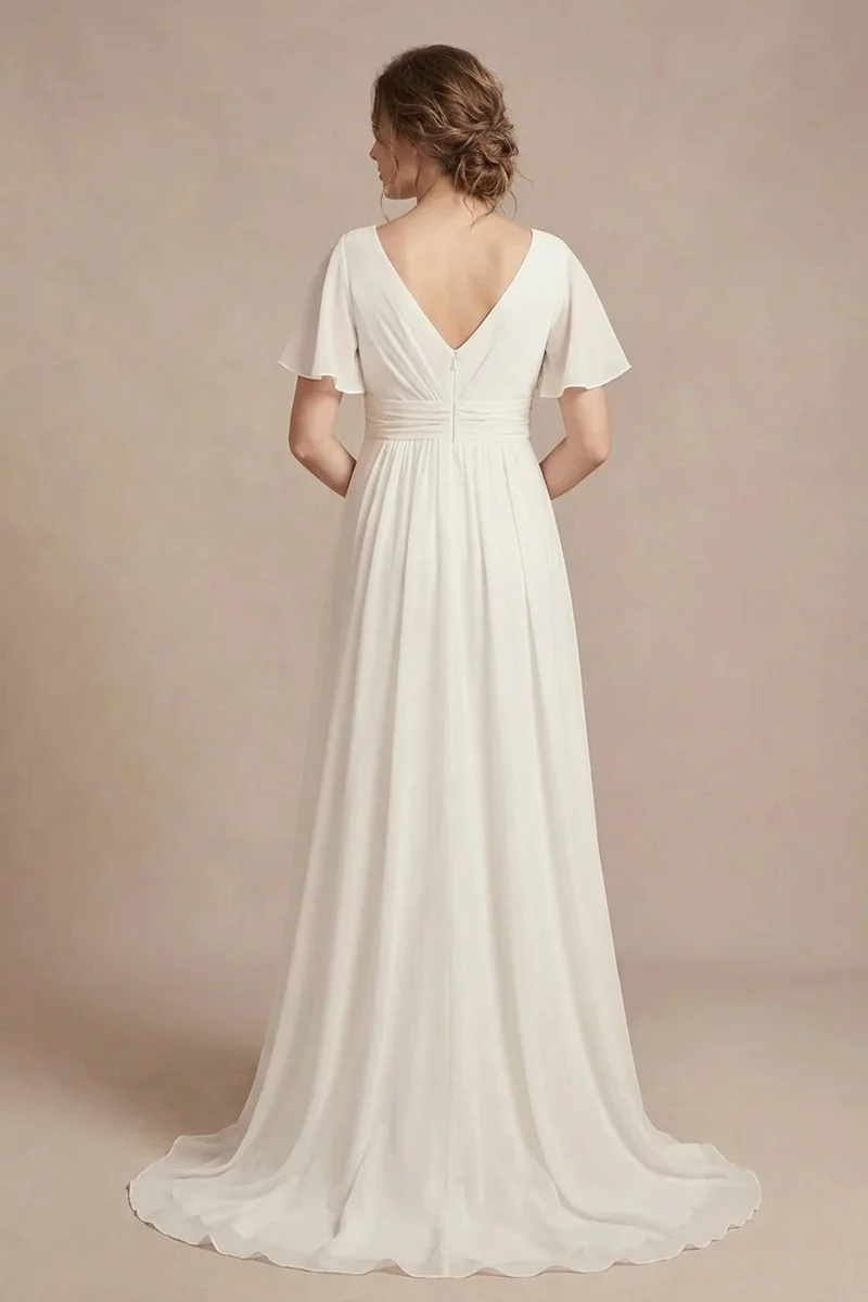 Robe de Mariée Grossesse Eden Taille Empire en Mousseline - 2