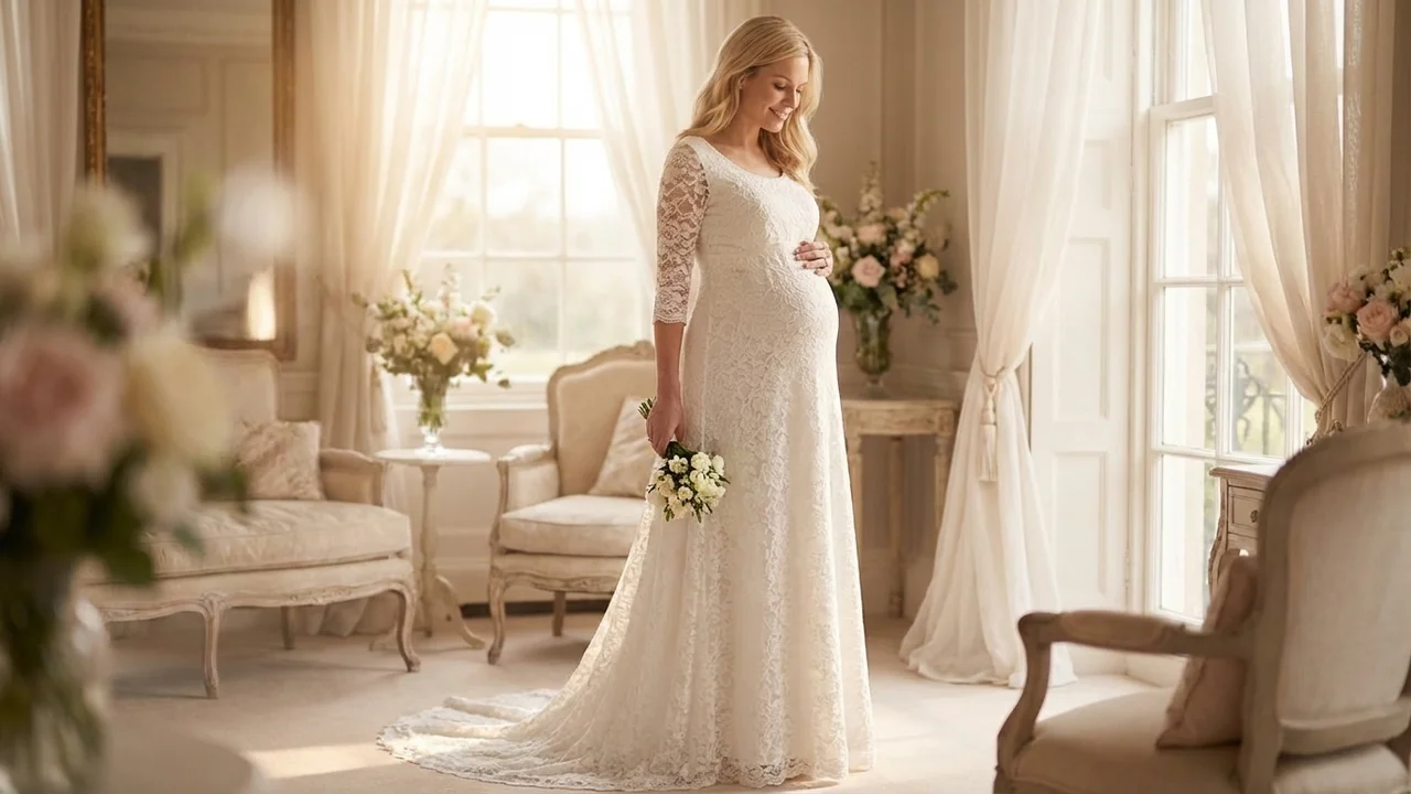 Robe de Mariée Grossesse Rosalie en Dentelle - 5