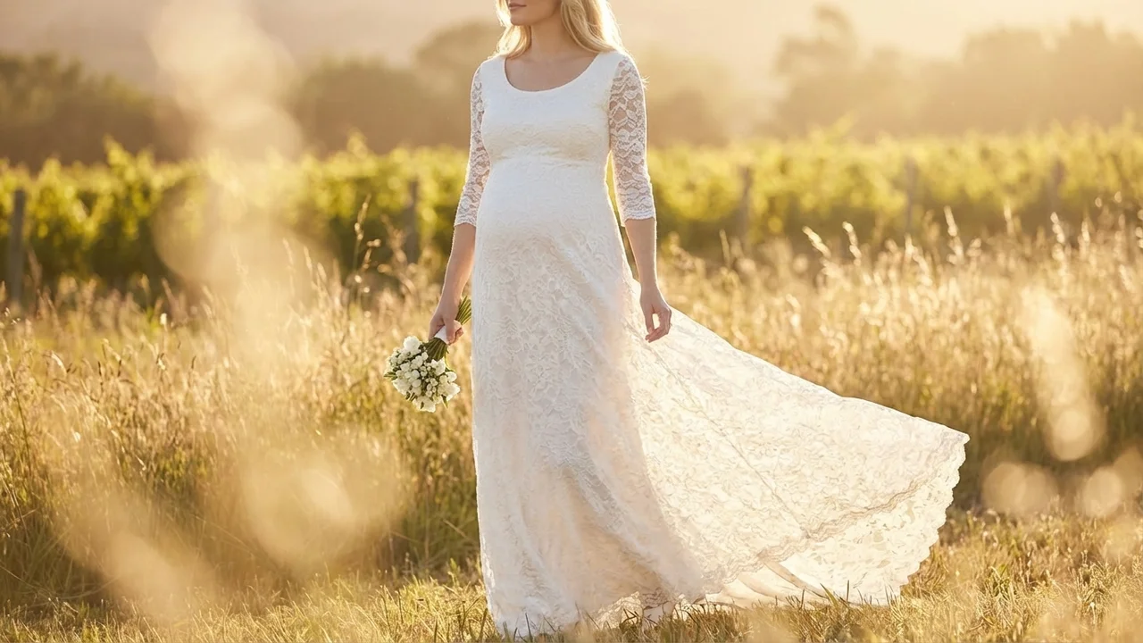 Robe de Mariée Grossesse Rosalie en Dentelle - 6