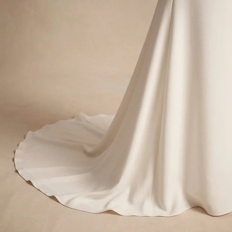 Modern Minimalistisches Crêpe-Brautkleid mit klaren Linien - 4