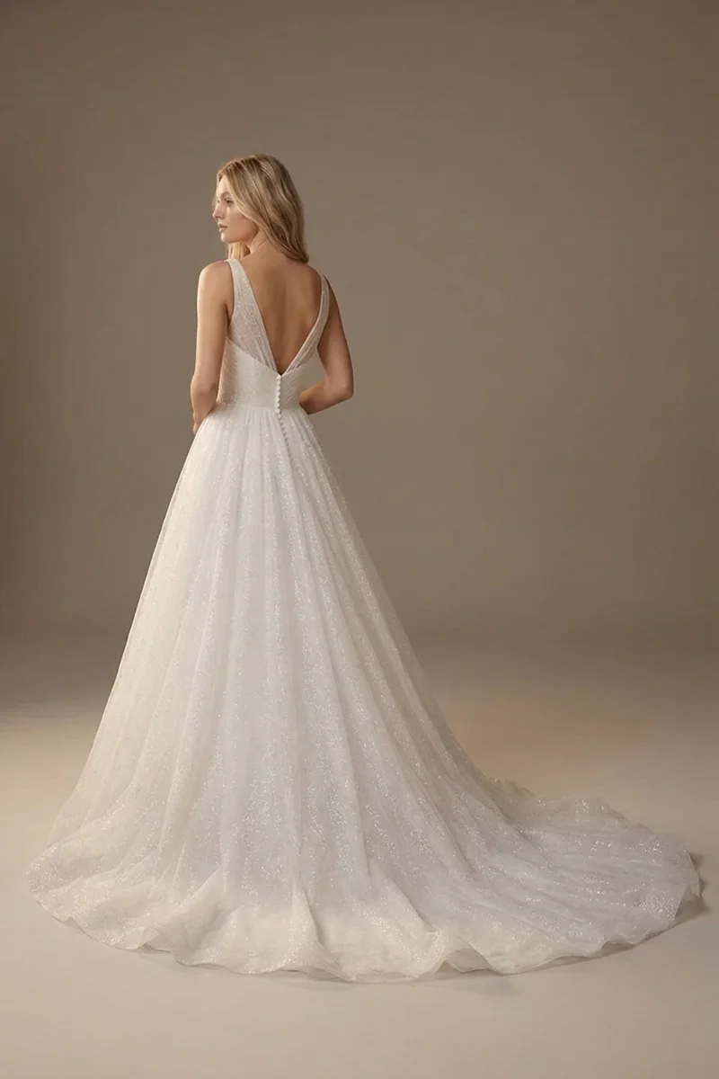 Robe de Mariée Princesse en Tulle Scintillant - 2